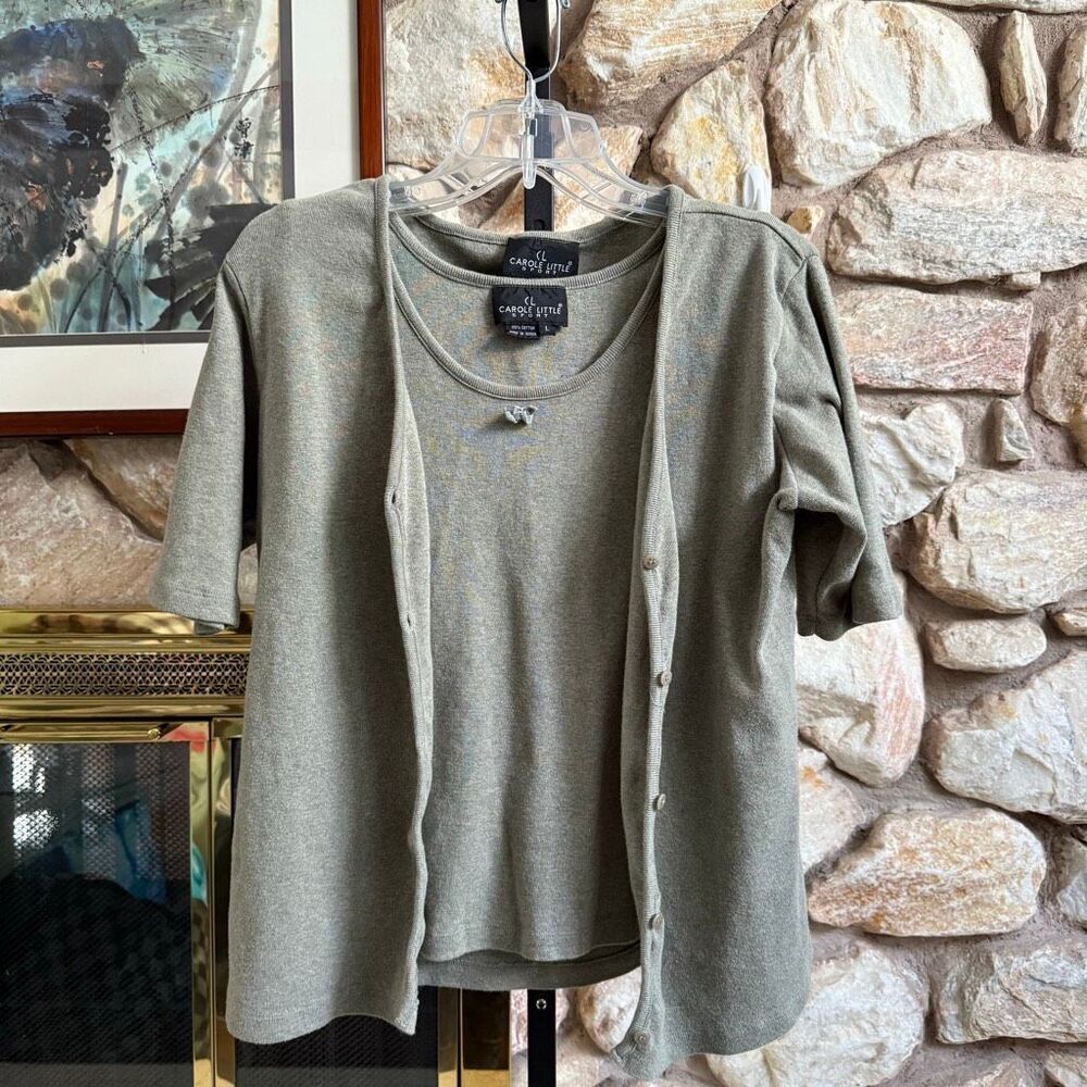 Vintage Carole Little 100% cotton women’s short sleeve sweater set  size L